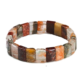 Rectangle Natural Lodolite Quartz Bead Stretch Bracelets for Women