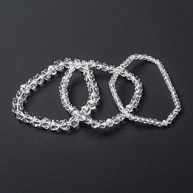 Glass Beads Stretch Bracelets, Faceted, Polygon