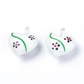 Handmade Lampwork Pendants, Heart