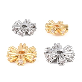 Латунные микро проложить кубического циркония бусы, цветок
