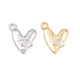 Подвески из латуни с микро-паве ко Дню святого Валентина, прозрачные циркониевые подвески, сердце прелести