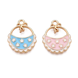 Rack Plating Alloy Enamel Pendants, Cadmium Free & Nickel Free & Lead Free, Light Gold, Bib with Star Charm