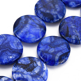 Natural Crazy Agate Beads Strands, Dyed & Heated, Flat Round