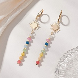 Серьги-кольца из натурального малайзийского нефрита, окрашенного на солнце, с фурнитурой латунной для серег