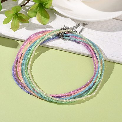 8 Pcs 8 Colors Ceylon Glass Seed Beaded Necklaces Set, Choker Jewelry for Women and Girls