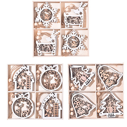 Christmas Wooden Pendant Decorations, for Christmas Tree Hanging Ornaments
