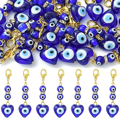 20Piezas de decoraciones colgantes de lámpara de mal de ojo hechas a mano, con broches de langosta de la aleación de la garra, dorado
