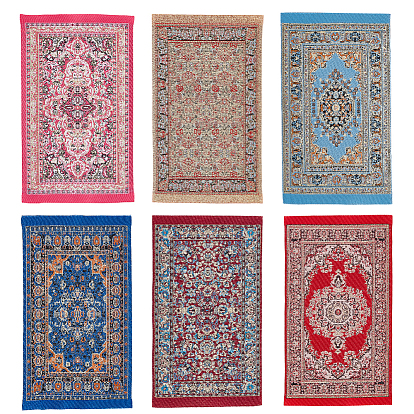 6 шт. 6 стили 1:12 украшение для пола мини-кукольного домика, Турецкий ковер, тканый ковер, миниатюрная сцена