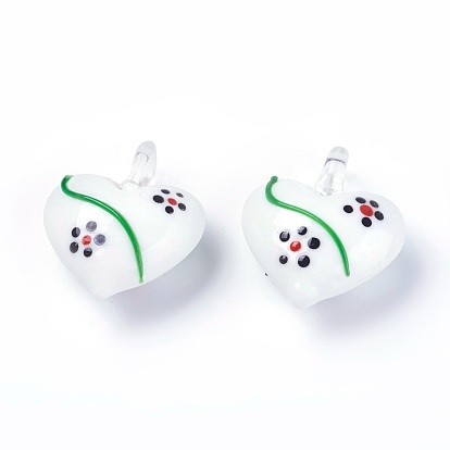 Handmade Lampwork Pendants, Heart