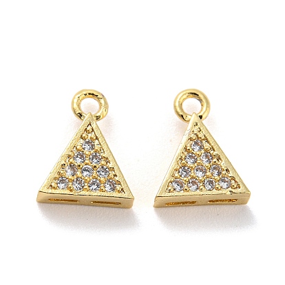 Rack Plating Brass Micro Pave Cubic Zirconia Charms, 
Long-Lasting Plated, Cadmium Free & Lead Free, Triangle