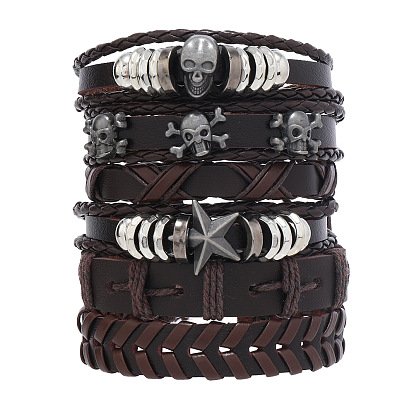 Popular Jewelry Punk Skull Series Leather Bracelet Low Price Handmade  Jewelry