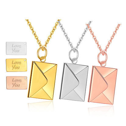 Collar colgante de acero inoxidable, para suministros de joyería para mujeres, Rectángulo