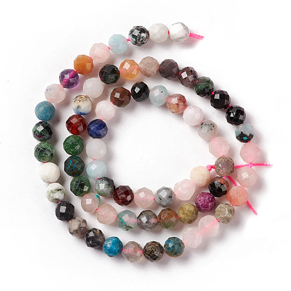 Natural & Synthetic Mixed Stone Beads Strands, Faceted, Ronund