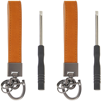 Брелок из натуральной кожи, с выводами из сплава и отверткой