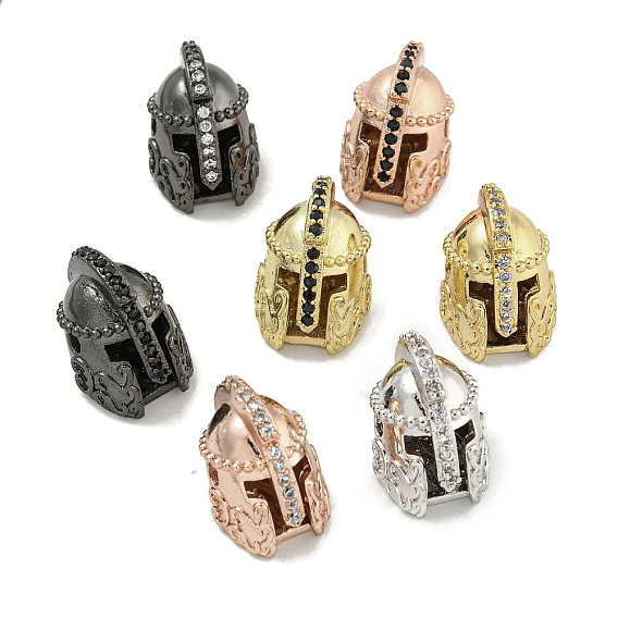 Латунные микропаве прозрачные/черные бусины из кубического циркония, без кадмия, без никеля и без свинца, шлем