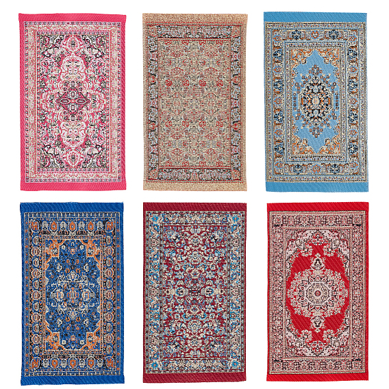 6 шт. 6 стили 1:12 украшение для пола мини-кукольного домика, Турецкий ковер, тканый ковер, миниатюрная сцена