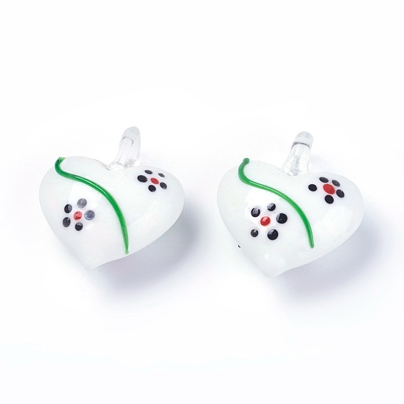 Handmade Lampwork Pendants, Heart