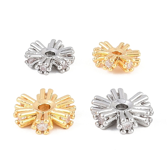 Латунные микро проложить кубического циркония бусы, цветок