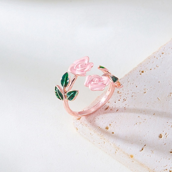 Кольца-манжеты из розового сплава с эмалью для женщин