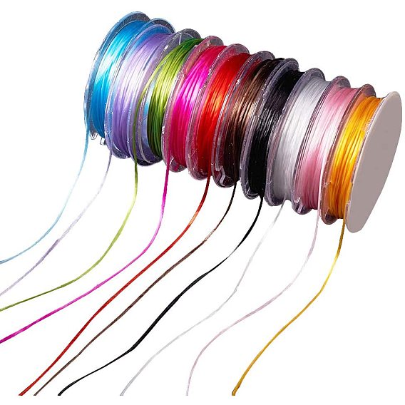 Flat Elastic Crystal String, Elastic Beading Thread, for Stretch Bracelet Making, 0.8mm, about 10m/roll