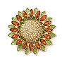 Alloy & Rhinestone Lapel Pin Brooches, Sunflower, Golden