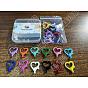 24Pcs 12 Colors Spray Painted Eco-Friendly Alloy Lobster Claw Clasps, Cadmium Free & Nickel Free & Lead Free, Heart
