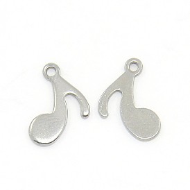 304 Stainless Steel Musical Note Pendants, Eighth Note
