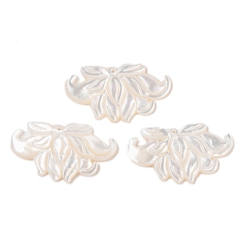 Natural White Shell Carved Pendants, Flower Charms