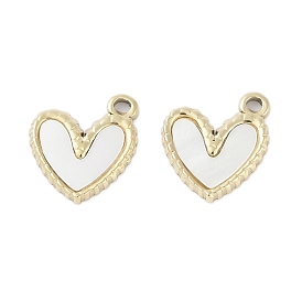 304 Stainless Steel Pave Shell Heart Charms