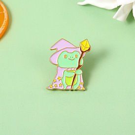 Enchanting Frog-Shaped Magic Wand with Exquisite Porcelain and Alloy Oil Droplet Brooch - Versatile Gift