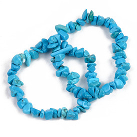Chip Synthetic Turquoise(Dyed) Beaded Stretch Bracelets, Deep Sky Blue