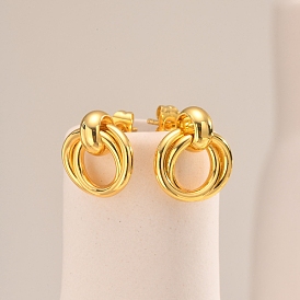 Stainless Steel Ring Knot Dangle Stud Earrings for Women