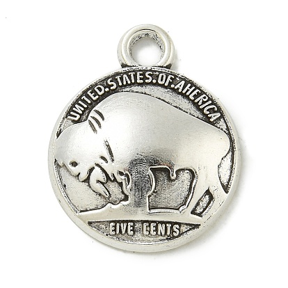 Сплавочные подвески тибетского стиля, без кадмия и без свинца, буйвол, античное серебро