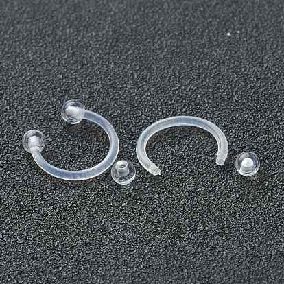 Acrylic Circular/Horseshoe Barbell with Double Round Ball, Eyebrow Rings, Nose Septum Rings