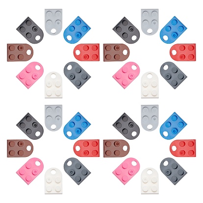 64Pcs 8 Colors Resin Pendants, Building Blocks Charms, Half Oval