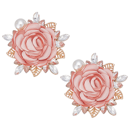 2 шт. броши-цветы из полиэстера, булавки из сплава для лацканов одежды рюкзака, со стеклом