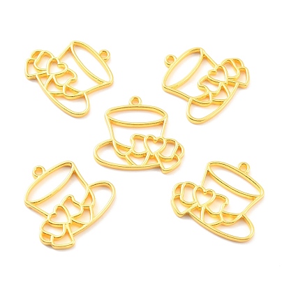 Alloy Open Back Bezel Pendants, for DIY UV Resin, Epoxy Resin, Pressed Flower Jewelry, Cadmium Free & Lead Free, Cup with Heart