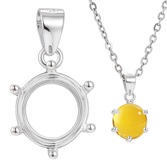 1pc 925 подвеска из стерлингового серебра с кабошоном, плоско-круглые, 1полировочная салфетка из поликарбоната и замши квадратная, настройки открытой спины