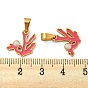 316 Surgical Stainless Steel Charms, with Enamel, Coral Shape Charm, Golden