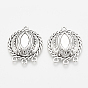 Tibetan Style Alloy Cabochon Connector Settings, Cadmium Free & Lead Free, Chandelier Components Links, Flat Round