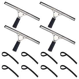 8Pcs Synthetic Rubber Squeegee, Stainless Steel Window Squeegee Shower Squeegee for Glass Doors, Car Windshield, with 8Pcs Synthetic Rubber Strip