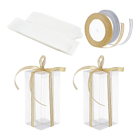 BENECREAT Foldable Transparent PVC Boxes, with Glitter Metallic Ribbon