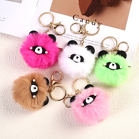 Красный пушистый помпон-брелок pnada для женщин, Подвеска-подвеска в виде автомобиля из искусственного меха кролика