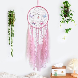 Butterfly Woven Web/Net with Feather Decorations, for Home Bedroom Hanging Decorations
