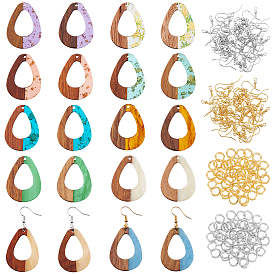 Наборы для изготовления сережек diy, в том числе подвески из смолы и ореха, медные крючки и кольца для сережек, слеза