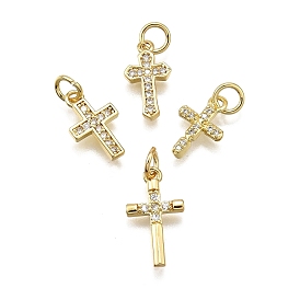 Латунные микро проложить кубического циркония подвески, крестик, долговечный, без свинца и без кадмия, с целью перехода в кольце