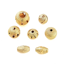 Texture Brass Beads, Cadmium Free & Lead Free, Matte Gold Color