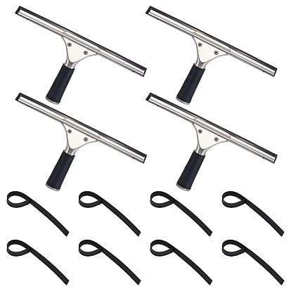 8Pcs Synthetic Rubber Squeegee, Stainless Steel Window Squeegee Shower Squeegee for Glass Doors, Car Windshield, with 8Pcs Synthetic Rubber Strip