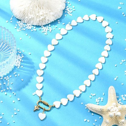 Ожерелье из бусин из натуральных пресноводных ракушек в форме сердца с 304 карабином из нержавеющей стали., золотые
