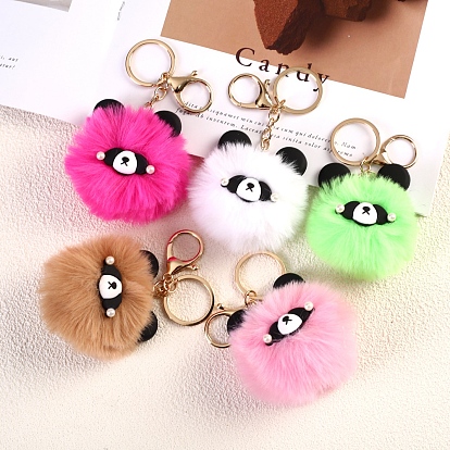 Красный пушистый помпон-брелок pnada для женщин, Подвеска-подвеска в виде автомобиля из искусственного меха кролика